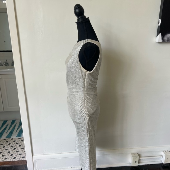 Cache Silver Beaded Asymmetrical Midi Dress - Picture 7 of 11